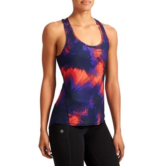 Athleta Womens XS Chi Tank Top Muscle Racerback Electro Vibrant Cobalt Red Blue - Picture 1 of 4